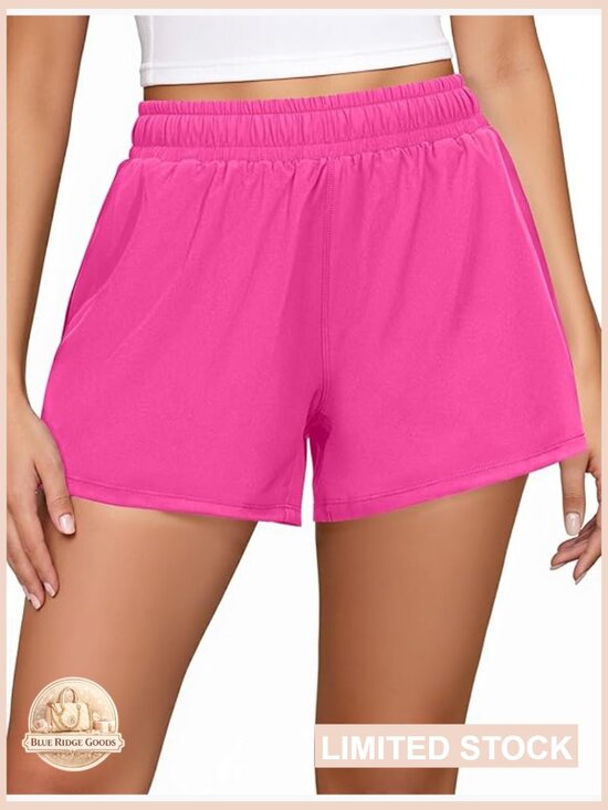 High Waisted 2 in 1 Athletic Shorts with Pockets Quick Dry Running Gym Workout